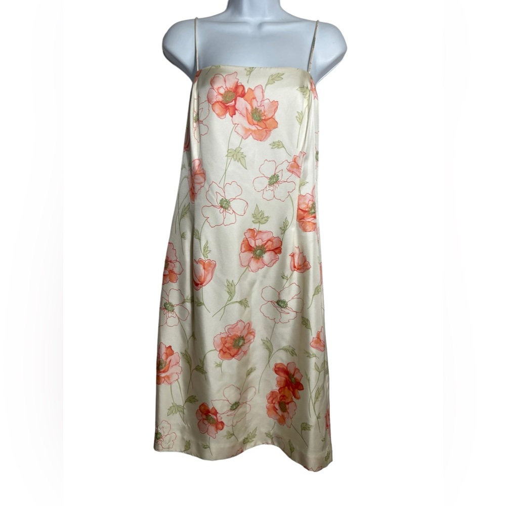NWT Size 12 Ann Taylor 100% silk cream floral dress